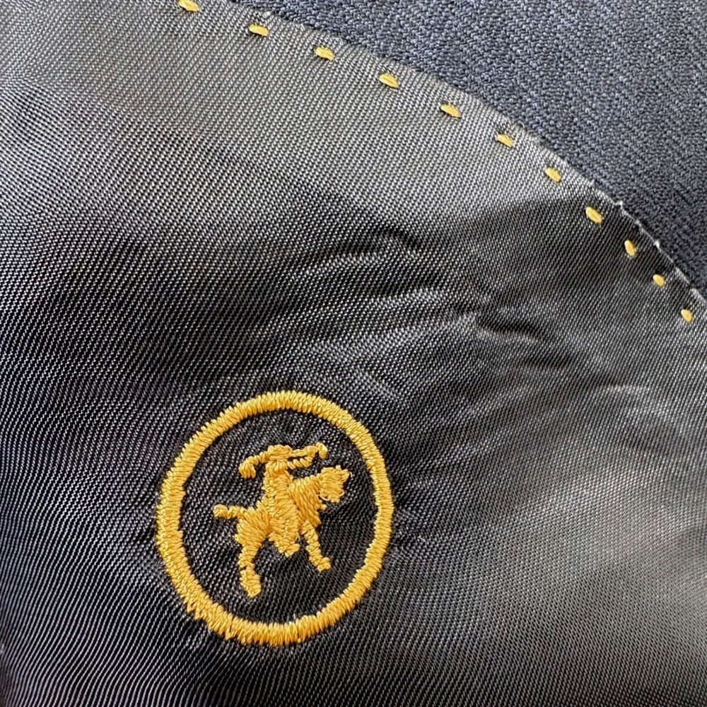 Hart Schaffner Marx Blazer Mens 42R Navy Blue Gold Trumpeter Nordstrom Old Money